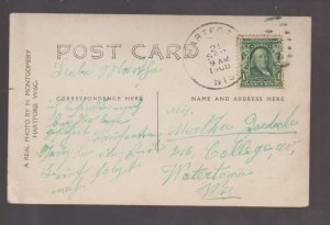 Hartford WISCONSIN RPPC 1908 DEPOT Train Station WAITING FOR EVENING TRAIN WI KB