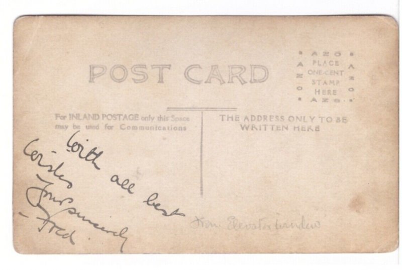 Aerial View From Elevator Window, Asquith Saskatchewan, Real Photo Postcard RPPC