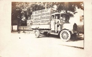 Real Photo Postcard Large Truck Hauling Crates~127466