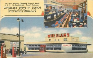 Postcard 1930s Indiana Indianapolis Wheeler's Drive In occupation 23-11671