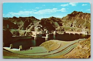 Hoover Dam looking West toward Nevada from Arizona Side Vtg Postcard Chrome View