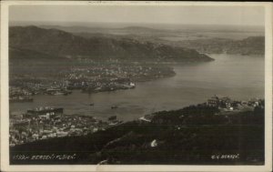 Bergen Norge Norway Birdseye View c1910 Real Photo Postcard