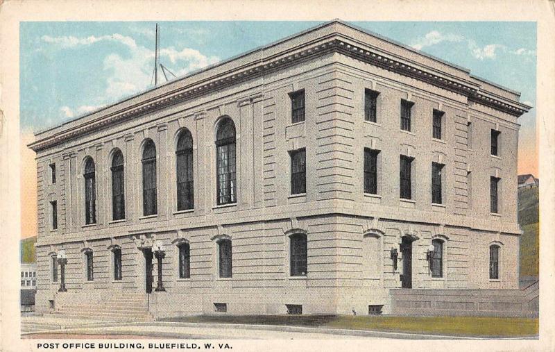 Bluefield West Virginia bird's eye view post office building antique pc (Z8674)