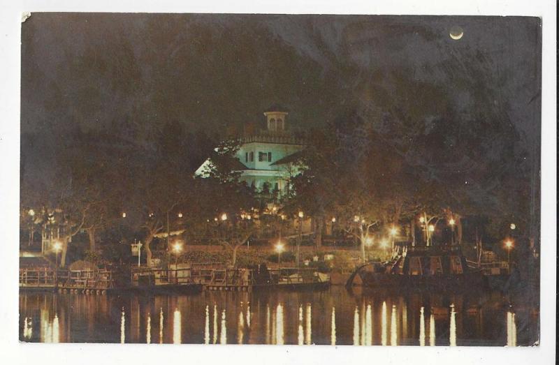 Disneyland Haunted Mansion at Night Vtg 1971 Postcard CA