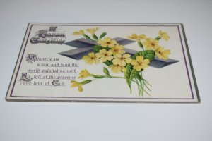 A Happy Eastertide Yellow Flowers Cross Embossed Postcard No 504 Germany