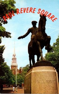 Massachusetts Boston Paul Revere Park Showing Old North Church and Paul Rever...