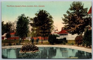 Postcard London Ontario c1910s The Pond Queens Park Water Fountain