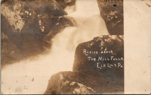 Postcard PA RPPC Real Photo Elk Lick Rapids Above Tub Mill Falls RARE 1907 M14