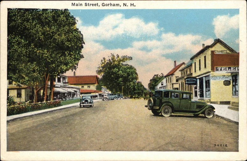 Gorham NH Main St. Cars c1920 Postcard 