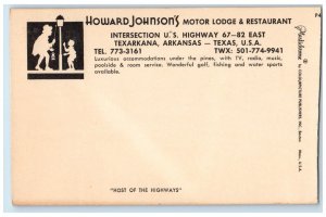 Howard Johnson's Motor Lodge & Restaurant Texarkana AR, Dual View Postcard