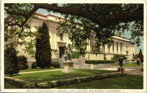 1930s SAN MARINO CALIFORNIA HENRY E HUNTINGTON ART GALLERY LINEN POSTCARD 42-296