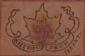 Greetings From Toronto Canada Real Leather Art Flag Postcard