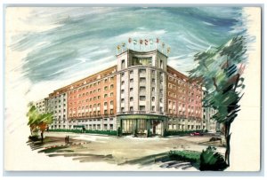 1955 Castellana Hilton Castle in Madrid Spain Posted Vintage Postcard