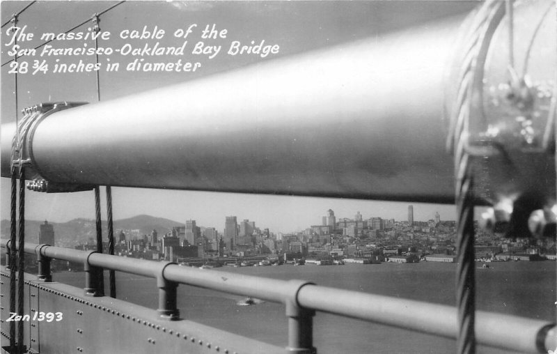 H10/ San Francisco Oakland California Postcard RPPCc 40s Cable Bay Bridge