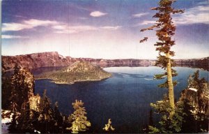 Crater Lake Oregon Mountains Trees Scenic Landscape UNP Vintage Postcard 