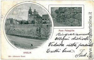 04046 VINTAGE POSTCARD: TERNI --- AMELIA - PELASGIC WALLS-