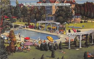 WEST END NEW JERSEY HOLLYWOOD HOTEL SWIMMING POOL POSTCARD c1940