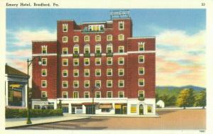 Bradford PA Emery Hotel Linen Postcard Tichnor Bros #33