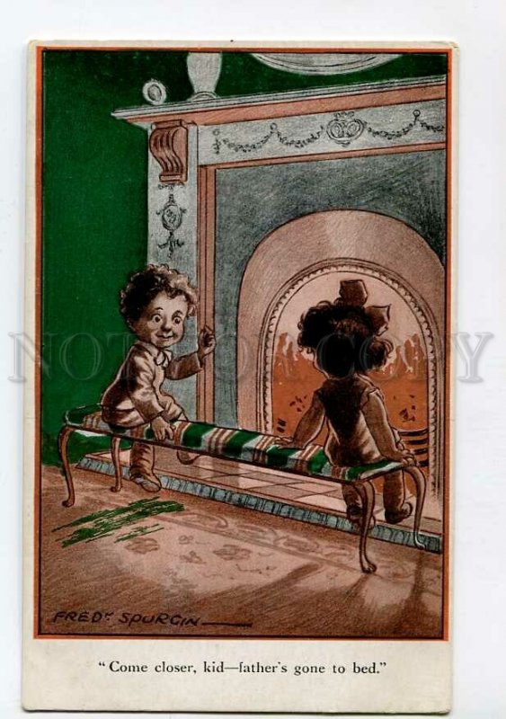 3134449 Kids near Fire Place by SPURGIN vintage COMIC PC