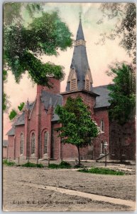 Grace M.E. Church Brooklyn Iowa IA United Methodist Parish Building Postcard