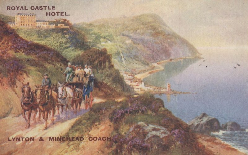 Military Transport at Royal Castle Hotel Linton Devon Postcard