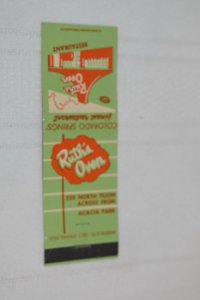 Ruth's Oven Colorado Springs Finest Restaurant 20 Strike Matchbook Cover