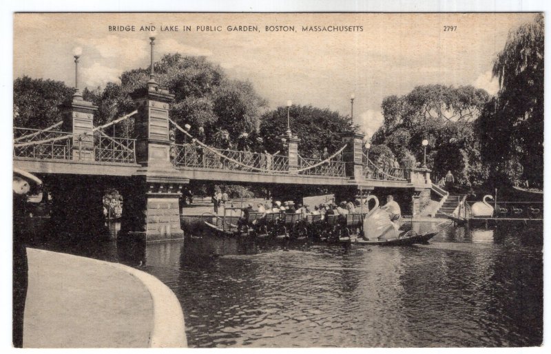 Boston, Massachusetts, Bridge And Lake In Public Garden