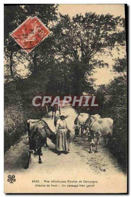 Old Postcard Folklore Our delicious country roads front Attack A passage care...