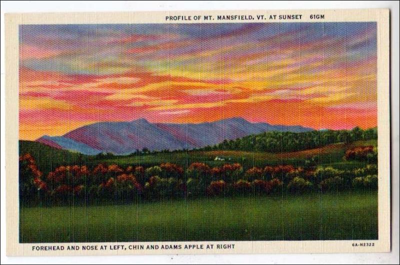 VT - Profile of Mt Mansfield at Sunset