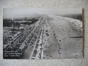 SAN FRANCISCO, CA ~1940s real photo OCEAN BEACH  & GREAT HIGHWAY. rides,coaster