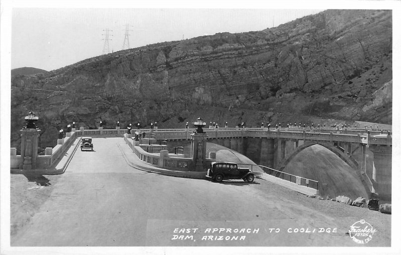 Postcard Arizona Coolidge Dam East Approach  RPPC 1930s Frasher AZ24-843