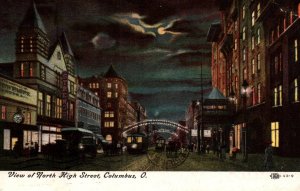 Columbus, Ohio - A View of North High Street at Night - in 1909 -