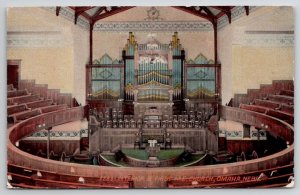 Interior First M.E. Church Omaha 1913 To Long Pine Nebraska Postcard A33