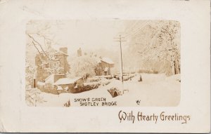 Snow's Green Shotley Bridge Durham UK Hearty Greetings RPPC Postcard G89 *as is