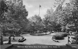 New Salem Illinois 1950s Postcard Entrance New Salem State Park Lincoln