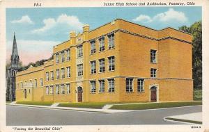 B45/ Pomeroy Ohio Postcard Linen Junior High and Auditorium