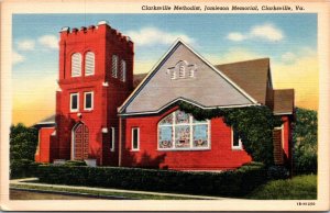 Postcard VA Clarksville Methodist Church Jamieson Memorial LINEN 1940s S113