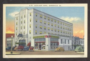 GAINESVILLE GEORGIA DOWNTOWN DIXIE HUNT HOTEL OLD CARS VINTAGE POSTCARD