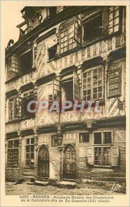 Postcard Old Rennes Old Houses of Chaplains of the Cathedral called Duguescli...