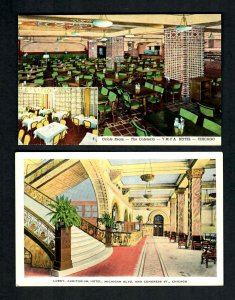 #795SV  2 pcs Chicago, Ill. Interior Hotels Auditorium Lobby YMCA Oriole Room