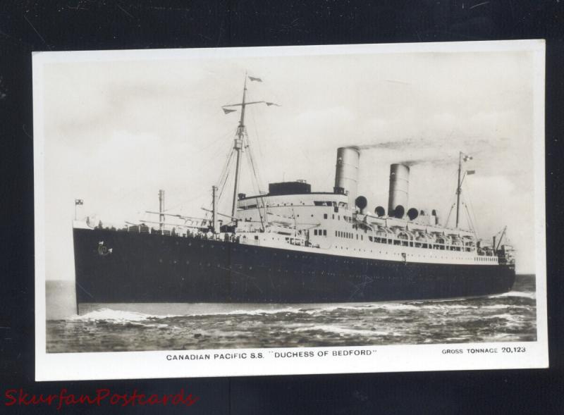RPPC CANADIAN PACIFIC STEAMSHIP SS DUCHESS OF BEDFORD REAL PHOTO POSTCARD SHIP