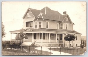 Alhambra Illinois~Adolf Hitz Home~Iron Fence~Owner Hitz State Bank~1929 RPPC