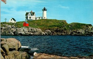 VINTAGE POSTCARD NUBBLE LIGHT HOUSE YORK BEACH MAINE FIRST LIGHTED 1879