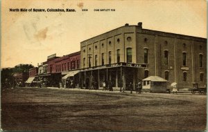 North Side of Square Columbus Kansas Postcard 1916