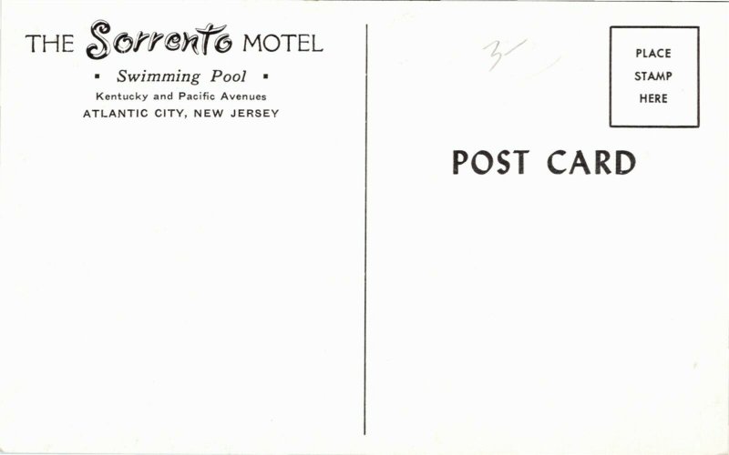 Postcard NJ Atlantic City Dual-View The Sorrento Motel Classic Cars C.1960 M33