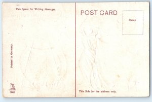 c1910's Halloween Greetings Witch Cauldron Cooking Black Cat Bats Postcard