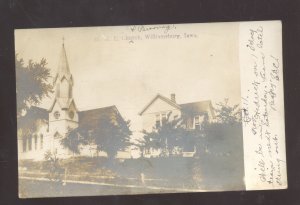 RPPC WILLIAMSBURG IOWA METHODIST EPISCOPAL CHURCH REAL PHOTO POSTCARD