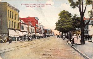 Michigan Indiana Franklin Street Scene Historic Bldgs Antique Postcard K23405