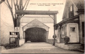 Postcard Approach to Toll Bridge over Connecticut River in Windsor, Vermont