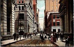 Vtg 1900s 4th Ave from corner of Wood Street Pittsburgh Pennsylvania PA Postcard